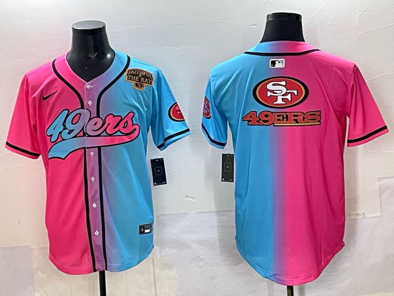Men 2025 San Francisco 49ers Blank Blue pink Nike Limited NFL Jersey style 016